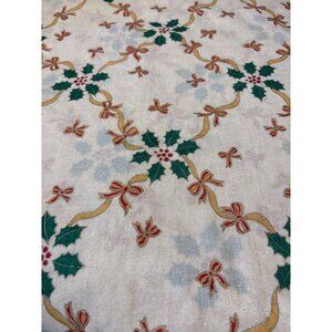 Vintage Christmas Holly Fabric 1/2 yard x 45" w Snowflake & Bow Glitter Pattern